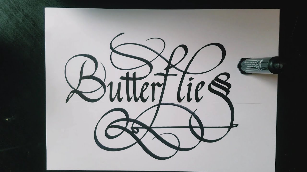 Writing Butterflies In Calligraphy - YouTube