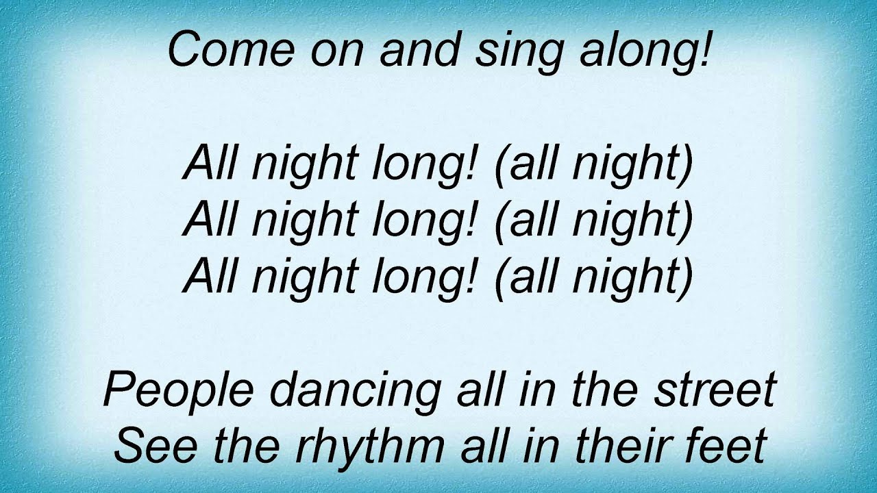 Lionel Richie All Night Long Lyrics YouTube Lionel Richie All Night Long Lyrics YouTube