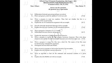 Programming for problem solving previous question paper || JNTUH || A C EDUCATION #3
