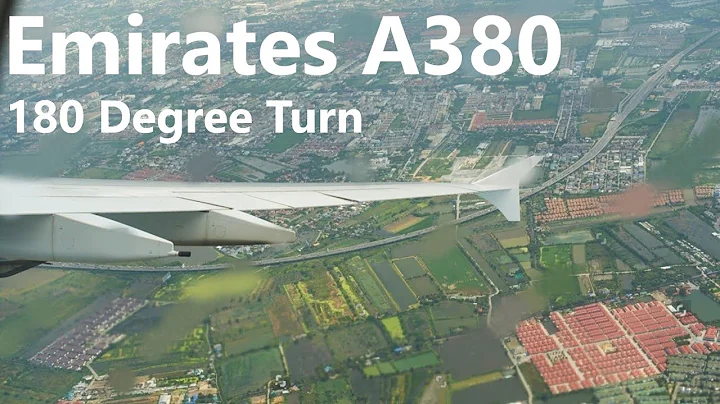 Full 180 degree Turn by Emirates A380 for Landing at Bangkok Airport