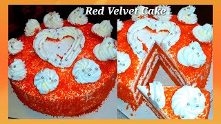 Red velvet cake//no oven red velvet cake with cream cheese frosting