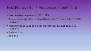 First premier bank credit card overview