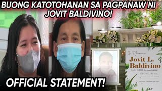 🎯PAMILYA NI JOVIT BALDIVINO STATEMENT SA TUNAY NA DAHILAN NG BIGLAANG PAGPANAW NITO! 🎯PAMILYA NI JOVIT BALDIVINO STATEMENT SA TUNAY NA DAHILAN NG BIGLAANG PAGPANAW NITO!