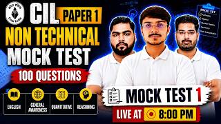 Coal India Paper 1 Non Technical Mock Test 2026 | Coal India Recruitment| Practice set