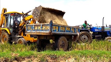Jcb 3dx Eco Excellence Machine Loading Red Mud In Sonalika 740 III Di & Mahindra 475 Di Tractor |Jcb