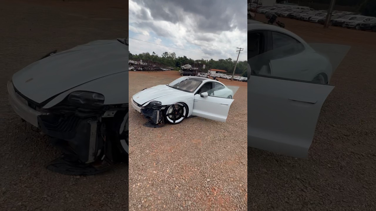 Porsche elétrico Taycan no leilão socado na farofa #shortsyoutube