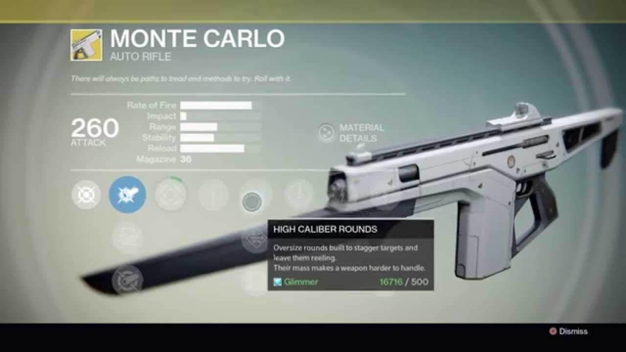 destiny exotic weapon monte carlo youtube