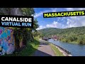 Virtual Run - Canal-side Rail Trail - Running Along the Connecticut River on a Hot Summer Day