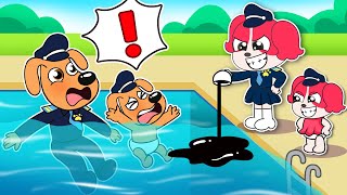 What's going on at Labrador 's swimming pool?  Very Happy Story | Sheriff Labrador Police Animation