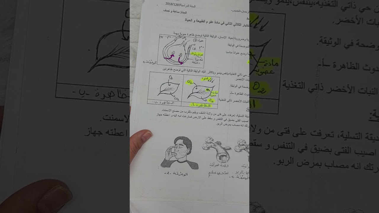 حل موضوع اختبار للفصل الثاني سنة أولى متوسط