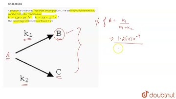 A substance undergoes first order decomposition. The decomposition followstwo parallel first ord...