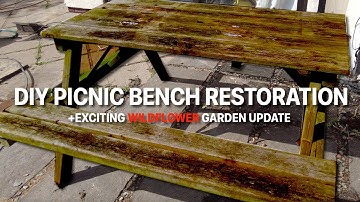 Restoring An Old Picnic Bench | Jet Wash, Sanding, Treating + Wildflower Garden Update!