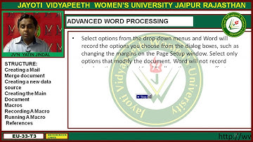 Jayoti Vidyapeeth - Faculty of Engineering and Technology - Advanced Word Processing
