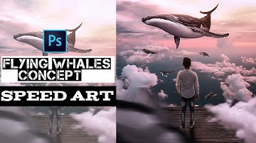 Speed Art - Flying Whales Concept | Adobe Photoshop Speed Art | Bhavesh Gaikwad Creation