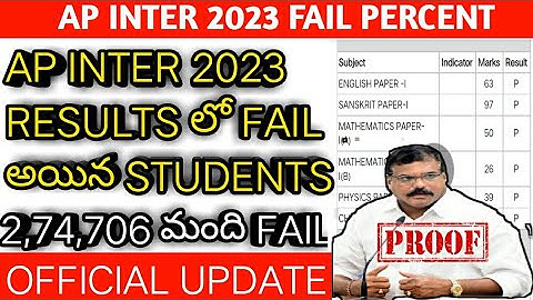 AP INTER 2023 1ST & 2ND YEAR RESULTS||2,74,706 STUDENTS GOT FAILED||#inter
