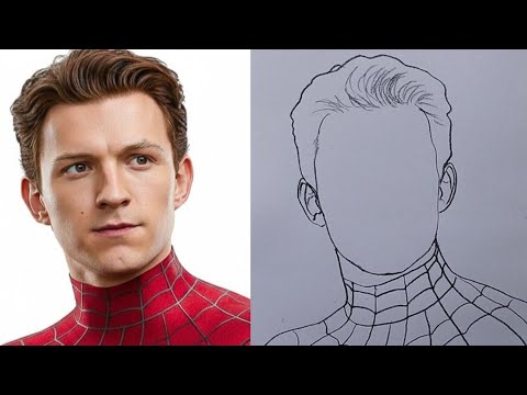 How to Draw Spider Man / Tom Holland As Spiderman Drawing