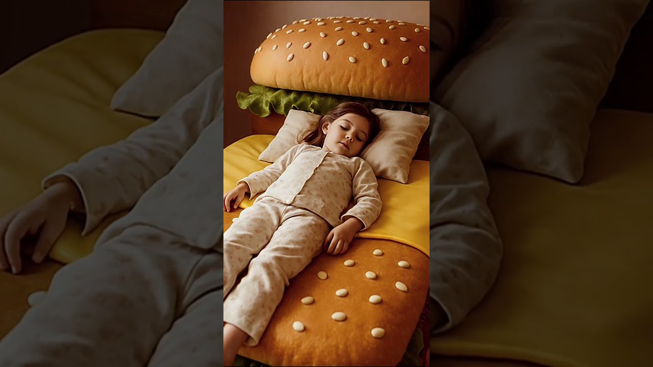 Sleeping in a Giant Burger Bed 🍔 & Bread Blanket 🥖 – The COZIEST Dream Ever! 