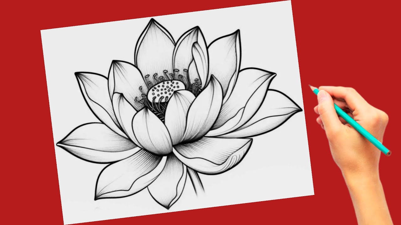 How to Draw a Beautiful Lotus Flower | Pencil Sketch