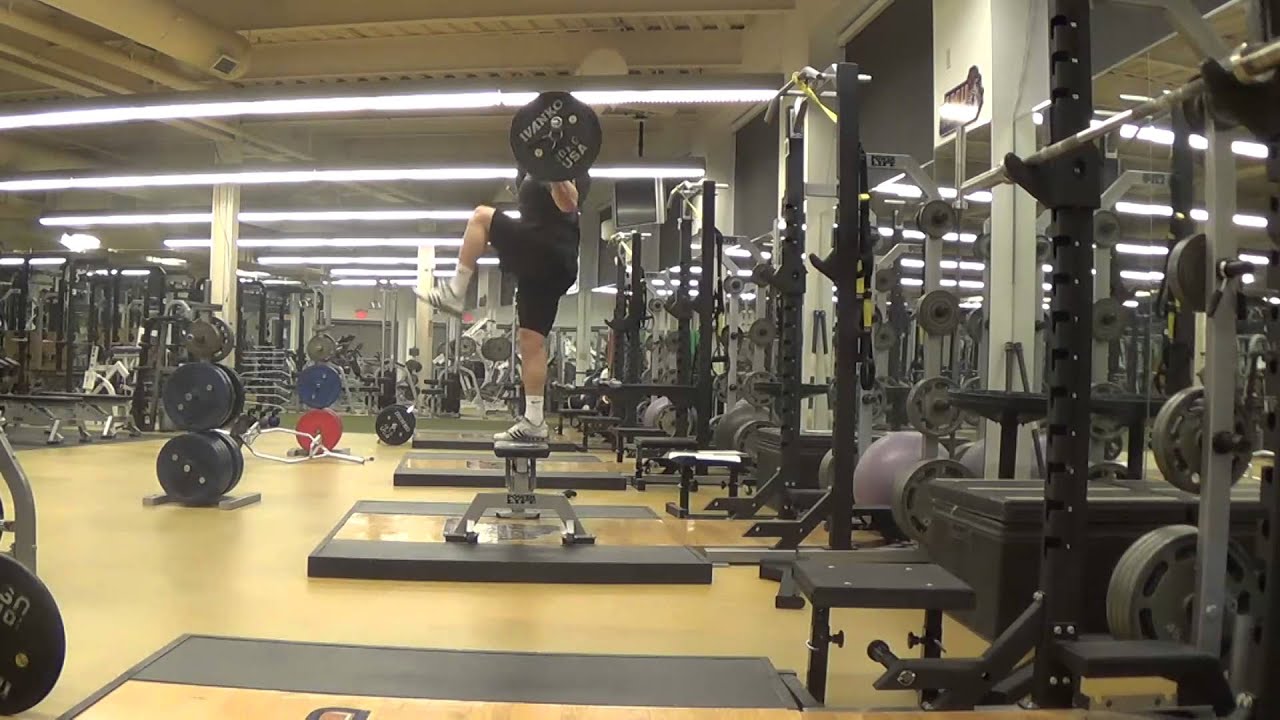 Barbell Step Up with Knee Raise - YouTube