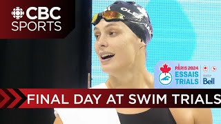 What will McIntosh, Liendo, and Oleksiak achieve on the last day of Canadian swim trials?