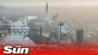 Aerials of London as UK remains in lockdown