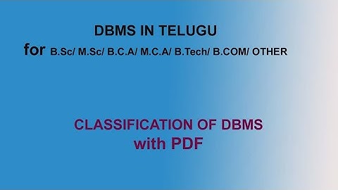 CLASSIFICATION OF DBMS IN TELUGU
