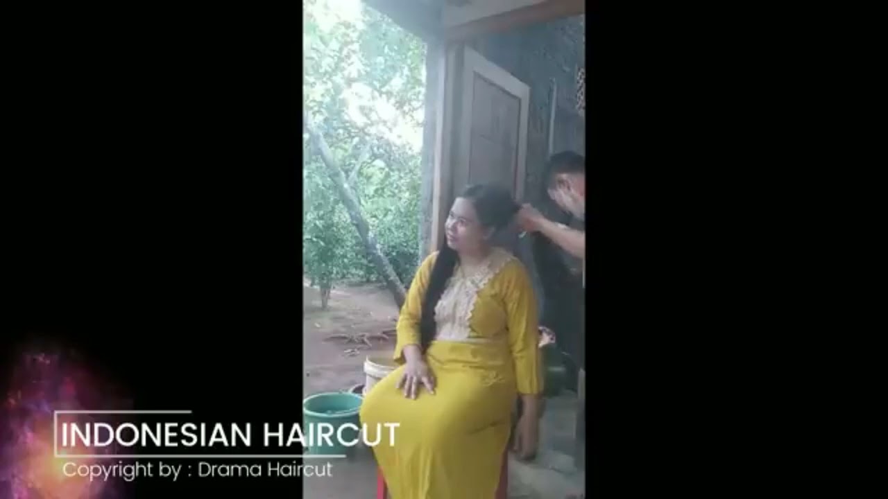 Village Woman Very Long Hairplay before Haircut.