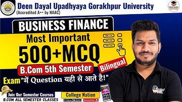 Business Finance  | Lec - 7 | bilingual most important mcqs | B.com 5th Semester Exam | For DDU