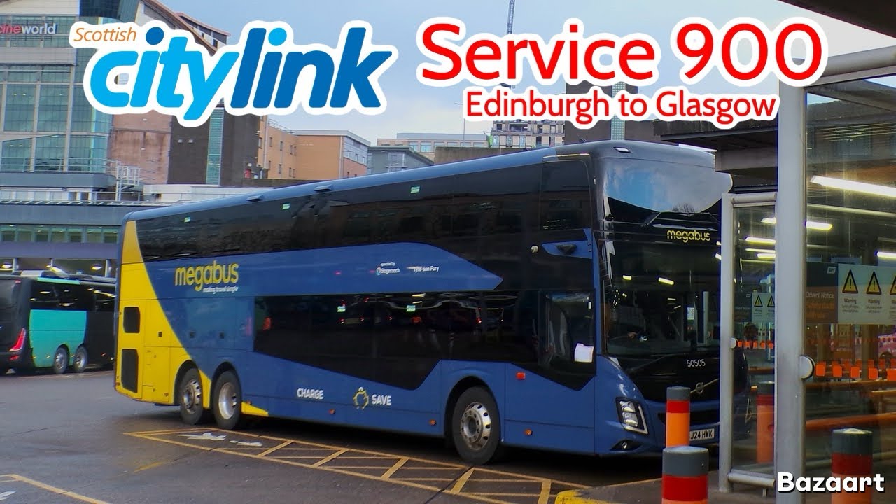 Scottish Citylink Service 900 Edinburgh to Glasgow • Volvo 9700DD 50505 SJ24HWK