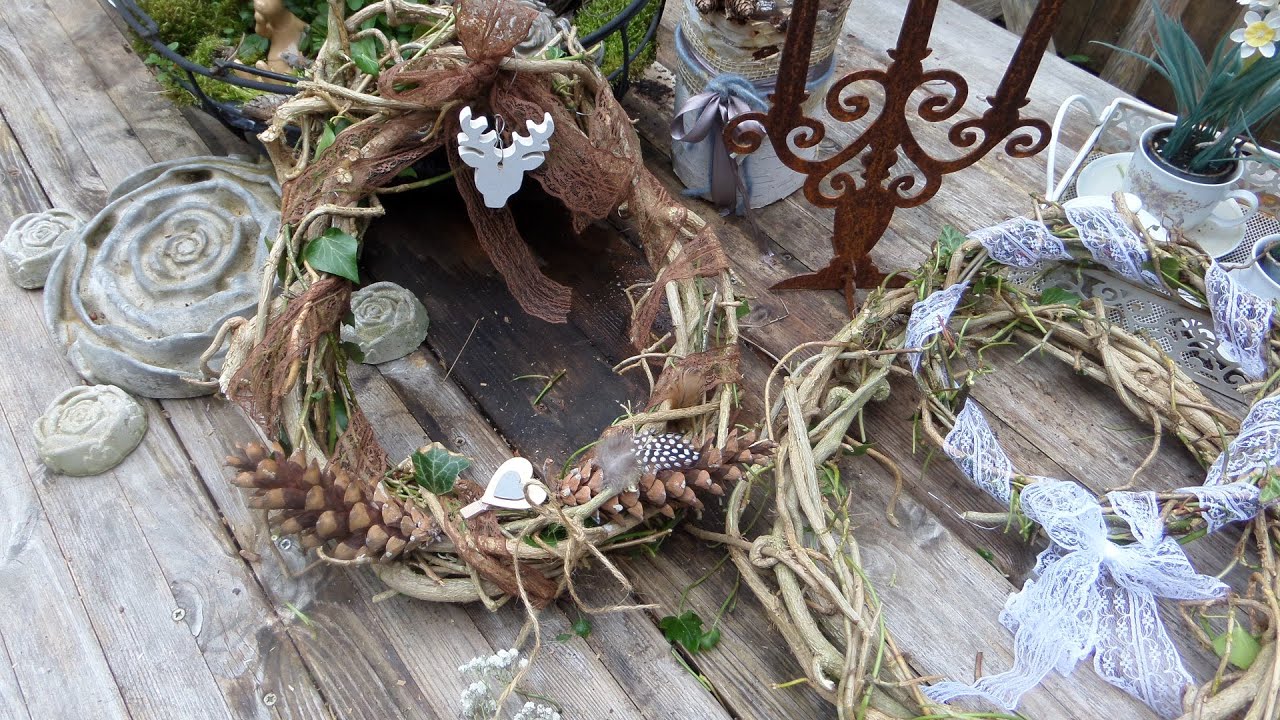 7 DIY/ meine Shabby Chic Natur KRÄNZE wickeln/Flechten ohne Draht in