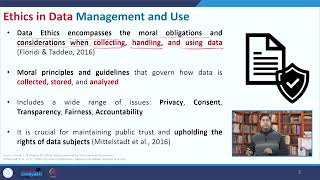 Lecture 29: Ethics in Data Management and Use #swayamprabha #ch28sp