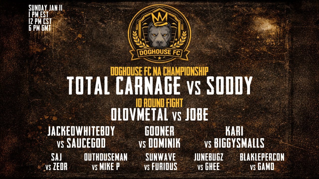 DOGHOUSE FC 4: TOTAL CARNAGE vs SODDY *FULL EVENT* (Bloody Knuckles Street Boxing)