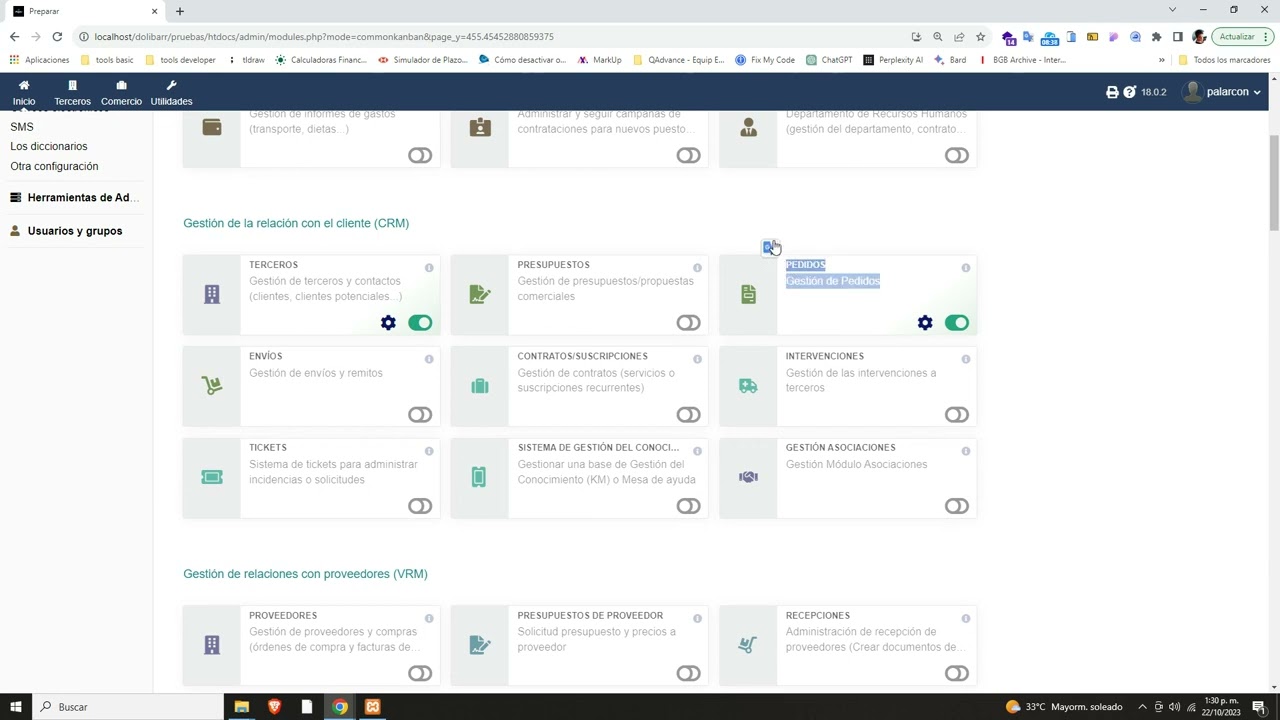 Dolibarr - Configuraciones iniciales (Idioma +Empresa + Modulos)