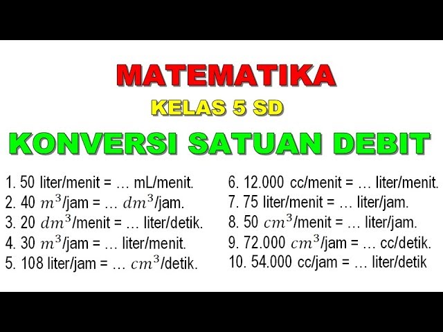 Soal matematika debit kelas 5 sd