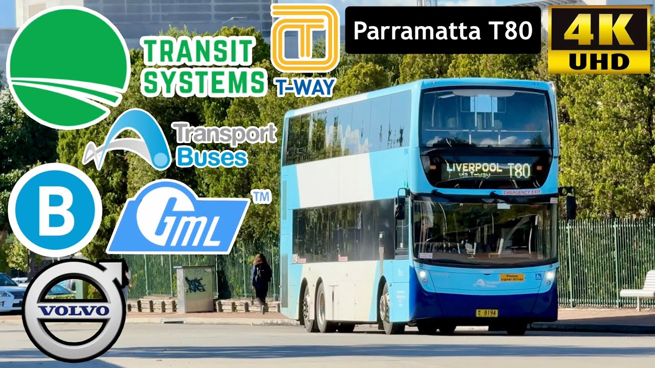Sydney T-Way Bus Rapid Transit System bus ride from Liverpool to Parramatta route T80 Full Visual