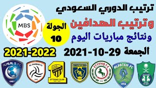 ترتيب الدوري السعودي وترتيب الهدافين ونتائج مباريات اليوم الجمعة 29-10-2021 من الجولة 10