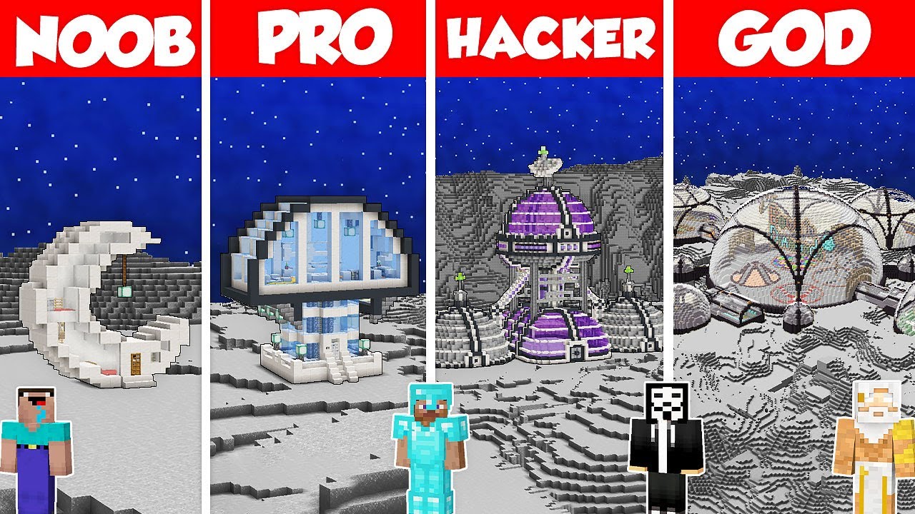 Build Battle Mooon LUNAR MOON BASE HOUSE BUILD CHALLENGE - Minecraft Battle: NOOB vs PRO ...