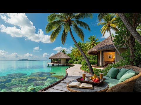 🍃 Peaceful Island Café Morning | Smooth Jazz and Ocean View Ambience for Chill, Focus and Balance