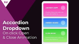 Complex Accordion / Dropdown Animation | Tap to Open and Tap to Close | drop down menu adobe xd