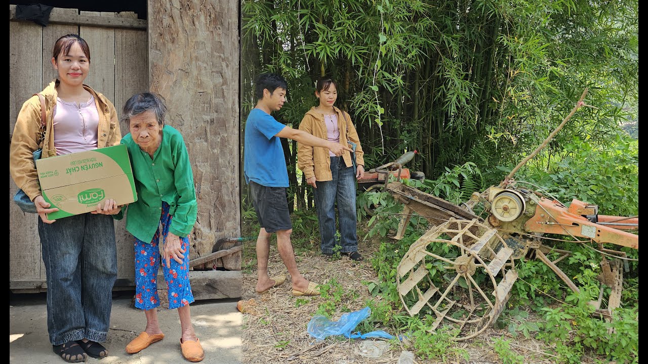 Car mechanic Huong visits 90 year old woman and restores abandoned tractor