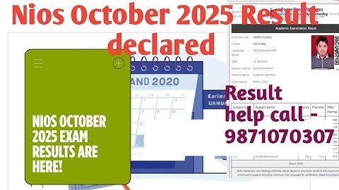 Nios. Nios result declared date. Nios October 2025 Result declared. Nios result help 9871070307 