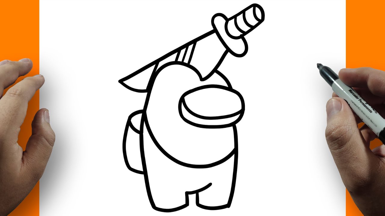 How to Draw Among Impostor with Knife in Head Step by Step for Kids ...