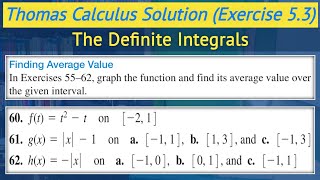 Thomas calculus exercise 5.3 Q60 - Q62 | Average value of a function || Lec 20