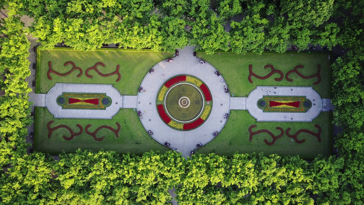 Drone Footage Shanghai Fuxing Park Marx&Engels 4K