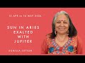 Exalted Sun in Aries with Jupiter: Komilla Sutton