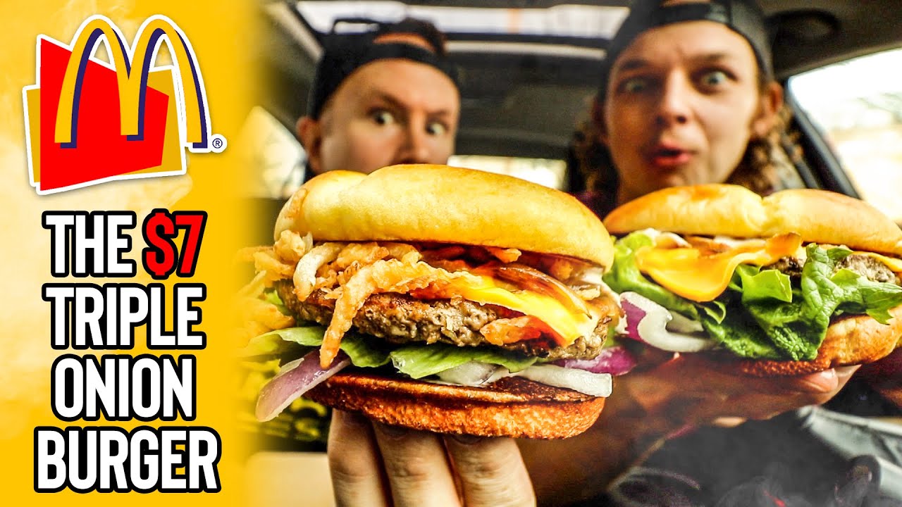 Eating the 7 "Triple Onion Burger" from McDonald's Global Headquarters