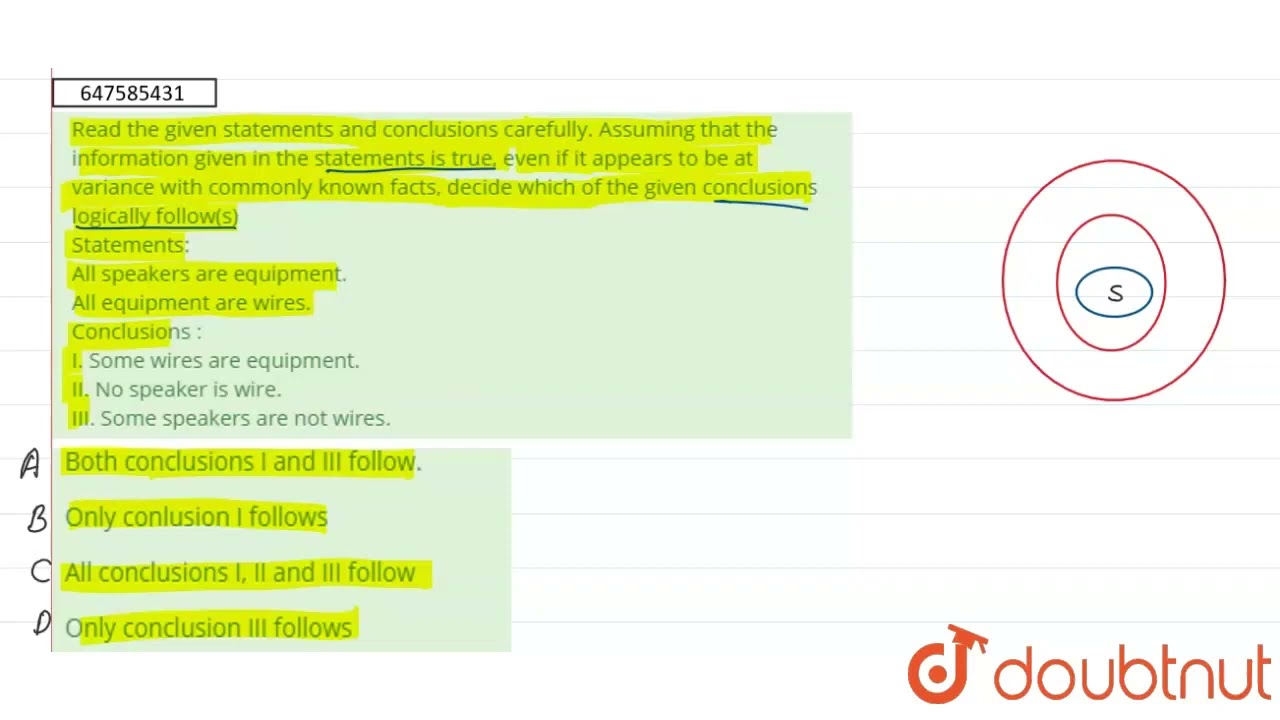 Read The Given Statements And Conclusions Carefully Assuming That The Read The Given Statements And Conclusions Carefully Assuming That The