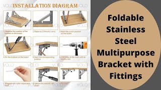 Volo Premium Heavy Duty 300mm/ 12 Foldable Stainless Steel Multipurpose Bracket with Fittings