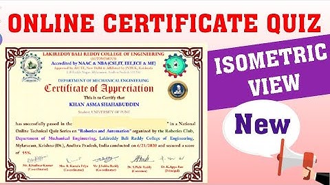 ONLINE QUIZ WITH CERTIFICATE BASED ON "ISOMETRIC VIEWS"II FREE CERTIFICATE QUIZ