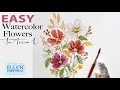 EASY Watercolor Fall Flowers tutorial